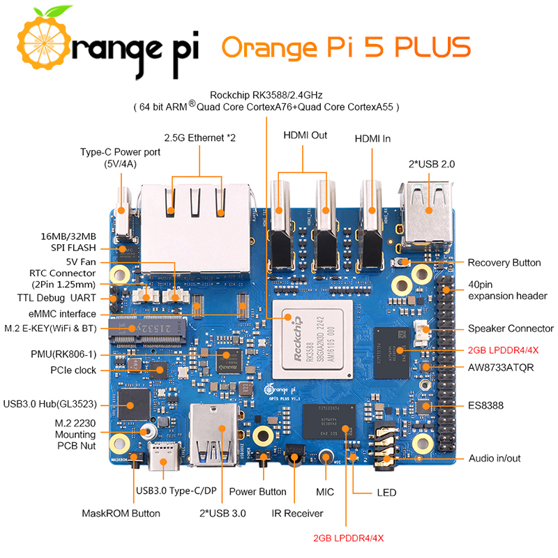 Carte Orange Pi 5 Plus 4 Go 8  - Orange Pi 5 Plus 16Gb avis et prix